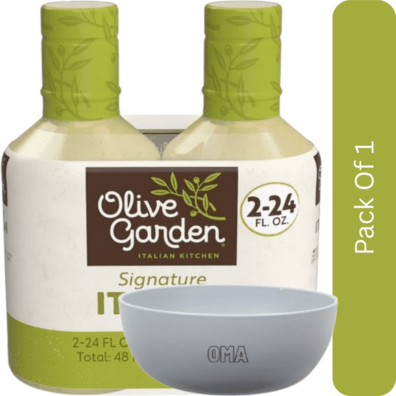 Olive Garden Signature Italian Dressing, 24 oz., 2 pk. with white bowl by OMA
