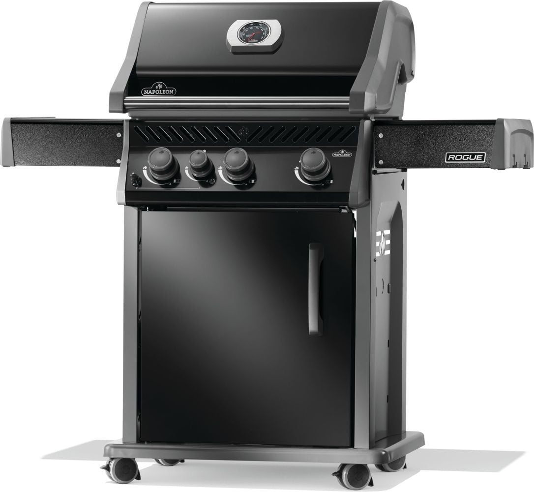 Napoleon Rogue 425 3-Burner Natural Gas Grill in Black with Cast Iron Cooking Grids and Range Side Burner