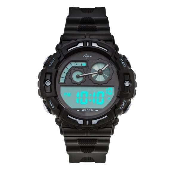 Aspen Montre de Sport Numérique pour Hommes, Montre Numérique à Grand Cadran 51 mm pour Hommes Chronographe - Jour/date/mois - Heure Militaire 12 H/24 H, Rétroéclairage, Alarme, Double Heure, Chronomètre, Résistant à l'Eau 50 m - Plusieurs Couleurs