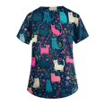thumbnail image 4 of WTOBBY Women's V-Neck Printed Short Sleeve Nursing Scrub Top with Side Slit Pockets, Professional Work Uniform Apparel for Healthcare, Comfortable and Functional for Long Shifts ,Hot Pink 2XL, 4 of 6