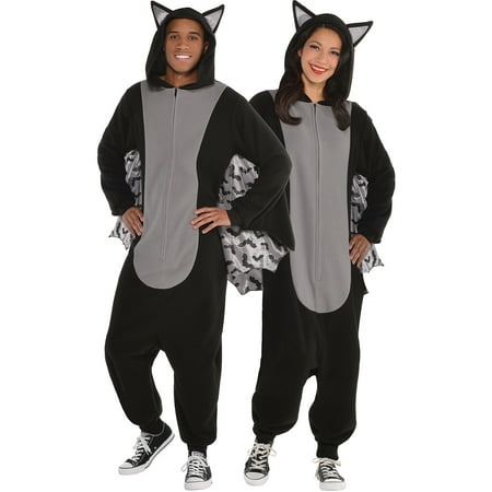 Suit Yourself Zipster Bat One-Piece Costume for Adults, Includes Attached Ears, Wings, and a Hood