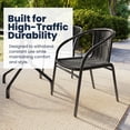 thumbnail image 5 of Flash Furniture 28'' Round Glass Metal Table with Black Rattan Edging and 2 Black Rattan Stack Chairs, 5 of 13