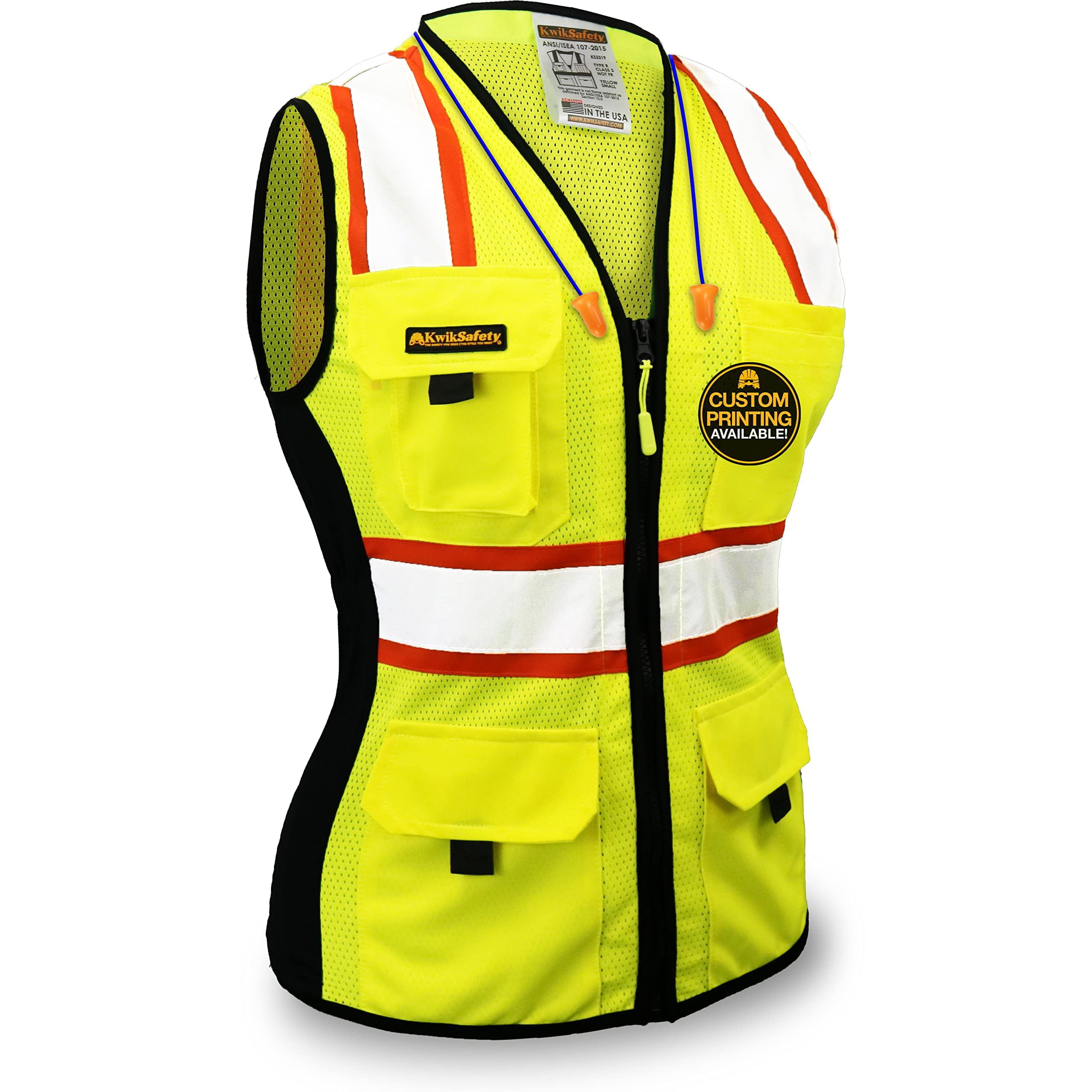 Black Hi Viz Vest printed SECURITY on Rear & Front Hi Visibility Tape 6 Sizes 