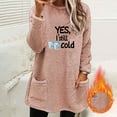 thumbnail image 2 of Feancey Winter Loungewear for Women Fleece Fuzzy Pullover Trendy Letter Print Crewneck Sweatshirts Comfy Plush Thermal Tunic Tops with Pockets Pink 3XL, 2 of 5