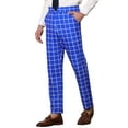thumbnail image 4 of Pantalones de hombre Inspire Chic, de cuadros, con frente plano, cintura elástica y botón, 30 azul, 4 of 7