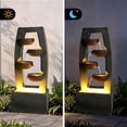 thumbnail image 4 of mdj pottery Cascading Bowl Water Fountain Outdoor, 37.6 Inch High Resin Waterfall Fountain with Quiet Pump & Warm LED, Decorative Water Feature for Patio, Backyard, Balcony and Garden - Grey, 4 of 8