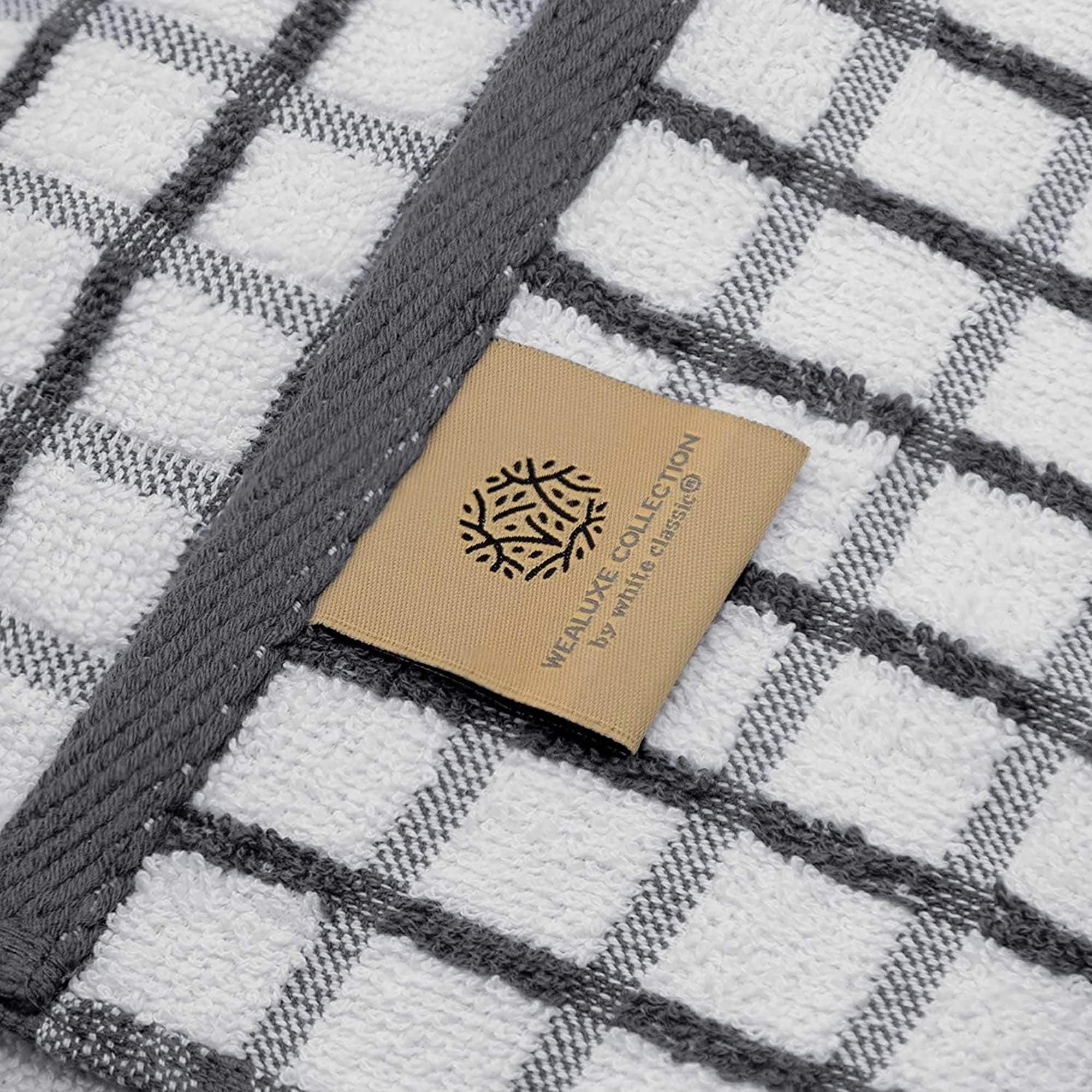 [8 Pack] Premium Dish Towels for Kitchen, with Hanging Loop - Heavy Duty Absorbent 100% Cotton 410 GSM Terry Kitchen Towels, 16x26 (Gray)