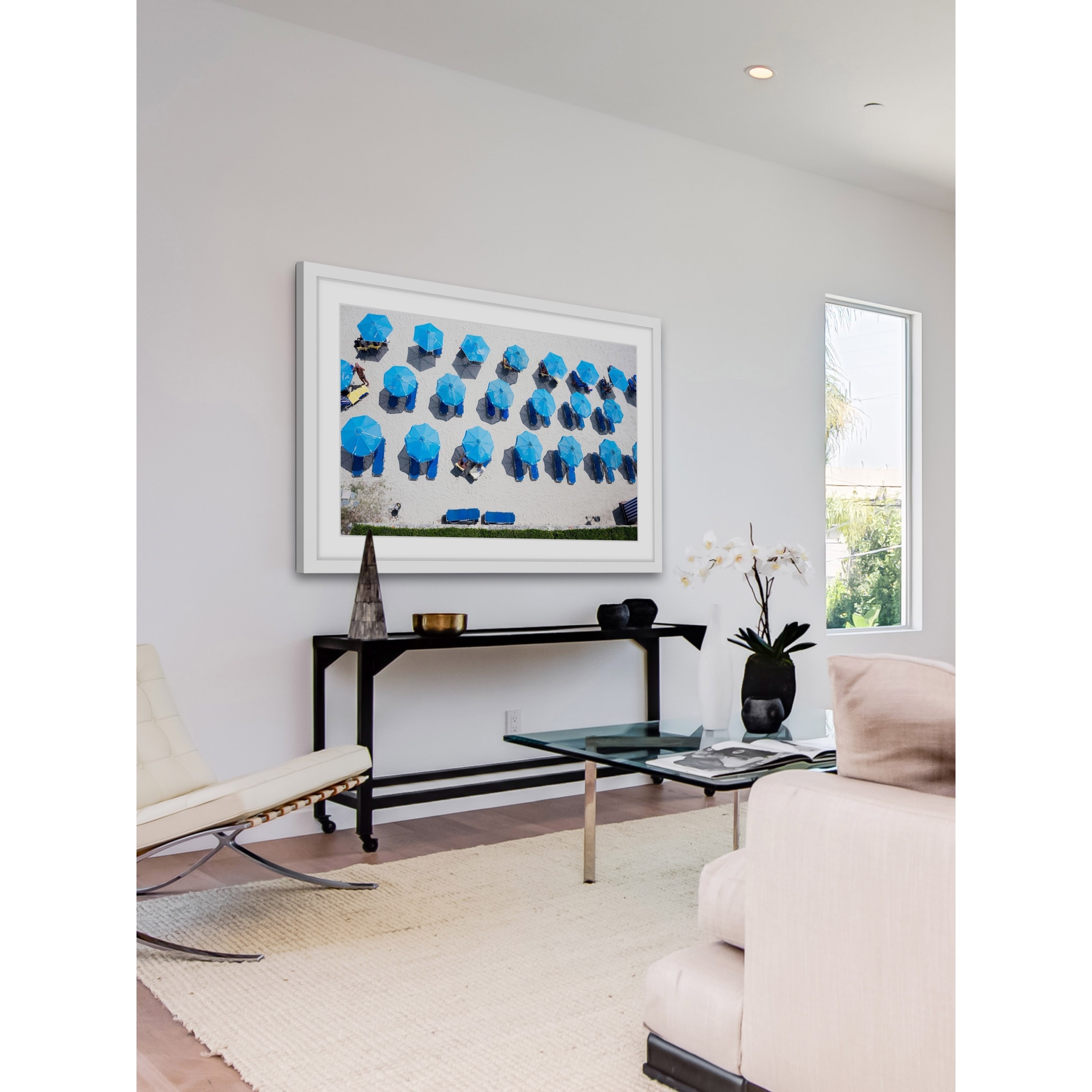 Marmont Hill "Blue Umbrellas" Framed Painting Print
