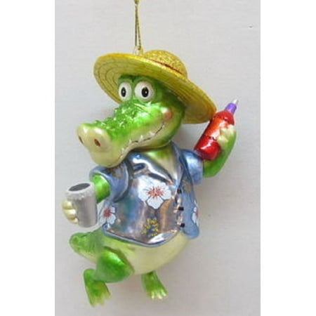 M Christmas Diamond Setters December Diamonds Alligator Boy with Drink Glass Christmas Ornament 7979291 New ()