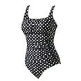 thumbnail image 3 of Women's Solid Color Pleated Suspender Fashion Swimsuit S-XXL, 3 of 4