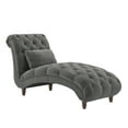 thumbnail image 2 of Weston Home Bowman Tufted Armless Chaise with Matching Pillow, Dark Gray Velvet, 2 of 7