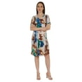 thumbnail image 2 of Moomaya Cotton Jersey Printed Midi Dress For Women V-Neck Summer Short Sleeves Knee Length Dress, 2 of 7