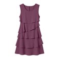 thumbnail image 7 of Yteetum Summer Dresses for Women Chiffon Sleeveless Crewneck Tiered Layered Flowy Asymmetrical Hem Mini Dress Casual Solid Round Neck Loose Fits Lightweight Comfy Dresses, 7 of 7