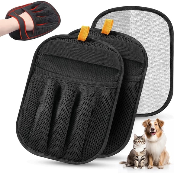 2 Pack Pet Hair Removal Glove for Cats & Dogs, Upgraded Five-Finger Electrostatic Pet Hair Gloves, Reusable Magic Brush Pet Hair Remover Tool for Laundry, Couch, Carpet, Car Seat
