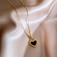 thumbnail image 2 of Collar de corazón negro de doble cara, diseño de nicho para mujer, collar de lujo ligero, accesorios, colgante, cadena de clavícula, 2 of 5