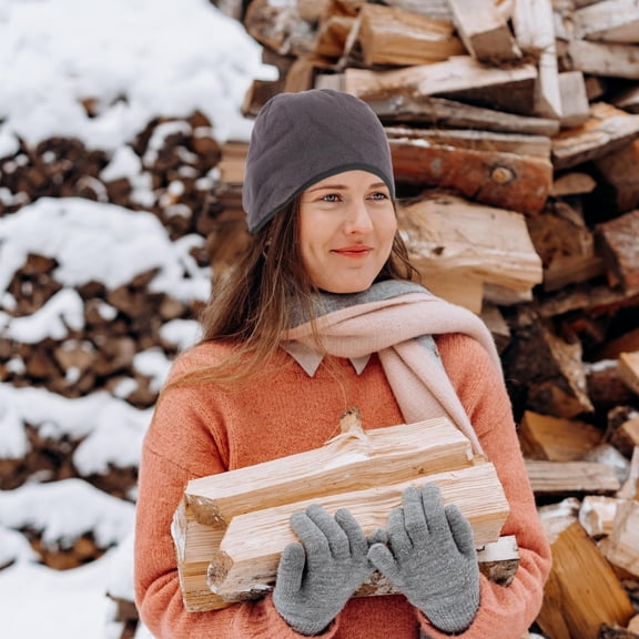 KONTONTY 1Pc Warm Black Skiing Hat with Hole Design for Ponytail Outdoor Sports Use