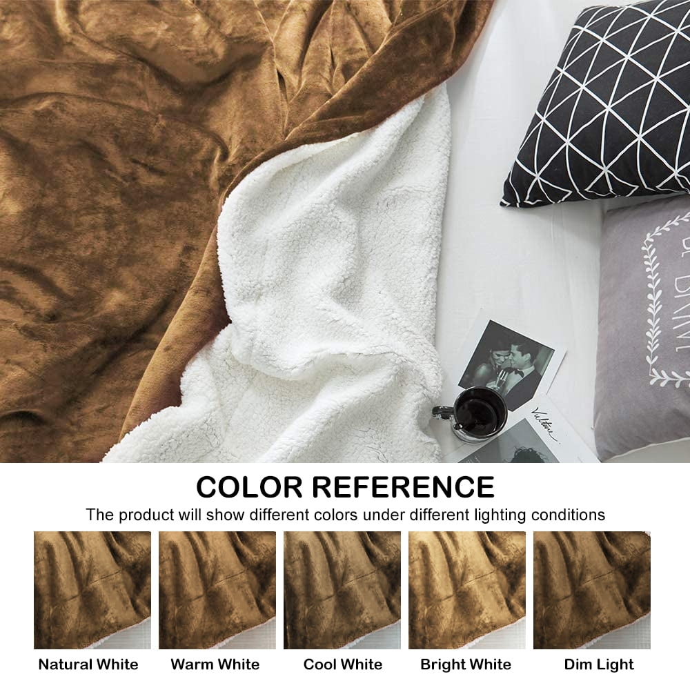 Sherpa Fleece Throw Blanket, King Size Soft Fuzzy Throw Blankets, Brown Warm Blanket, Cozy Fluffy Comfy for Sofa, Couch, Bed, Camping, Travel, 90" x 106"