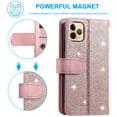 thumbnail image 5 of Wallet Case for iPhone 14 Pro Max, Retro Matte 9 Card Holder Slots Zipper Pocket Case PU Leather Magnetic Closure Kickstand with Wrist Strap Shockproof Folio Flip Case - Rose Gold, 5 of 17