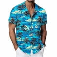 thumbnail image 2 of Titcea Hawaiian Shirts Men Short Sleeve Lapel Stylish Palm Tree Print Shirt Loose Comfort Summer Beach Vacation Tops, M-3XL, 2 of 8