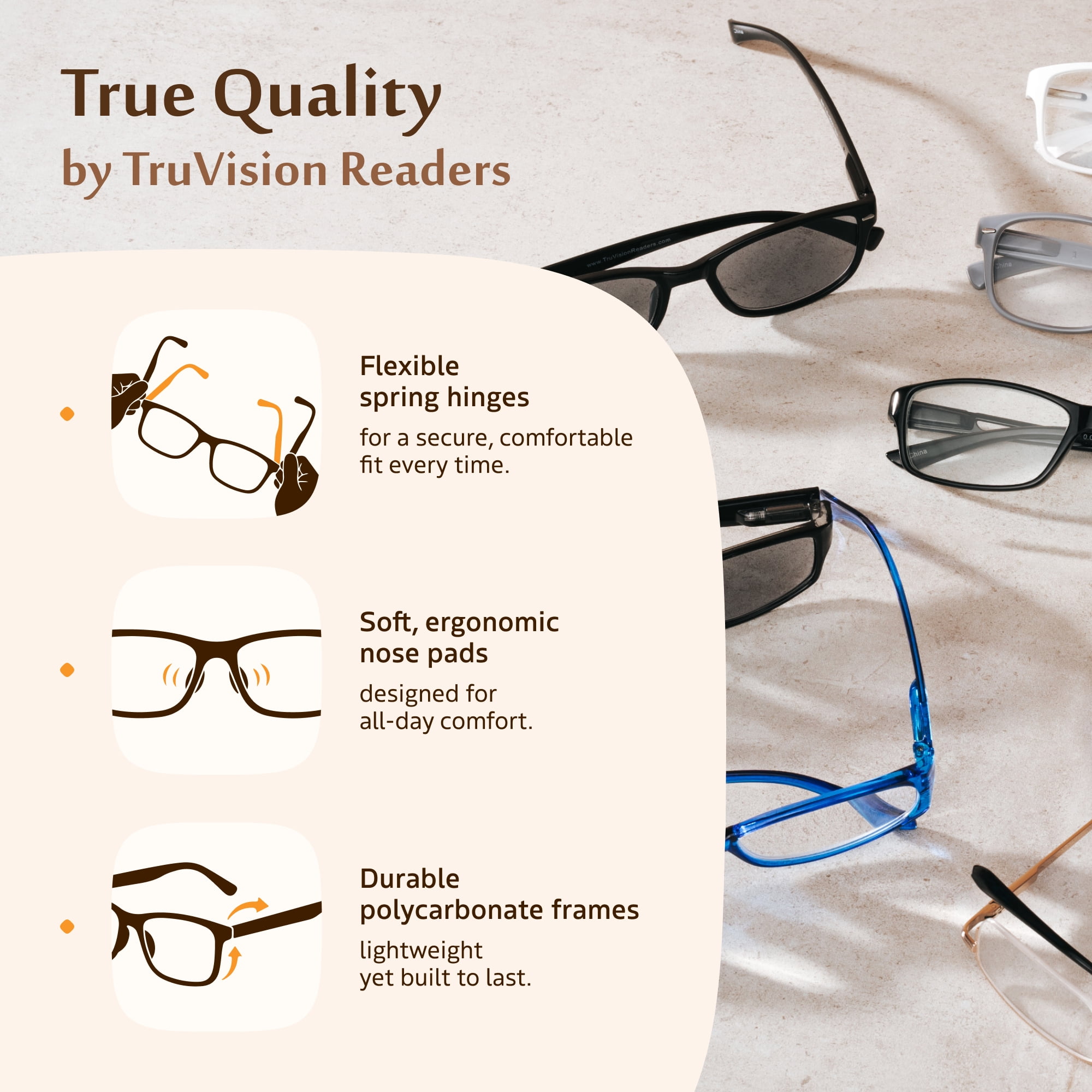 Reading Glasses +1.75 | 4 Pack of Readers for Men and Women | 4 Black