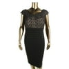 Xscape Womens Plus Metallic Lace Overlay Evening Dress