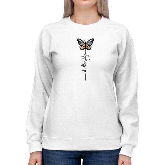 Butterfly Design Sweatshirt Women -Image by Shutterstock, Female 5X-Large