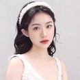 thumbnail image 5 of Pearl Headbands For Women White Bling Faux Pearl Rhinestones Hairbands Bridal Hair Hoop, 5 of 5