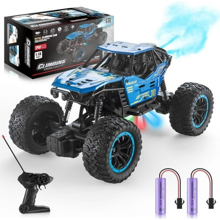Remote Control Truck, 1:18 Remote Control Car for Boy with Spray  Light for Kids Age 4-7 8-12, 2.4Ghz Indoor/Outdoor All Terrain Electric RC Car Toy Gifts for Kids