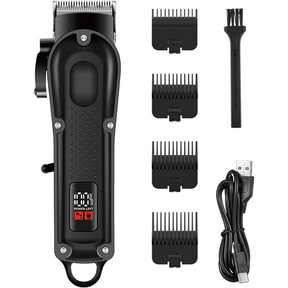 Professional Cordless Hair Clippers for Men, Adjustable Hair Trimmer Barber Clippers, Mens Beard Trimmer, LED Display, Rechargeable