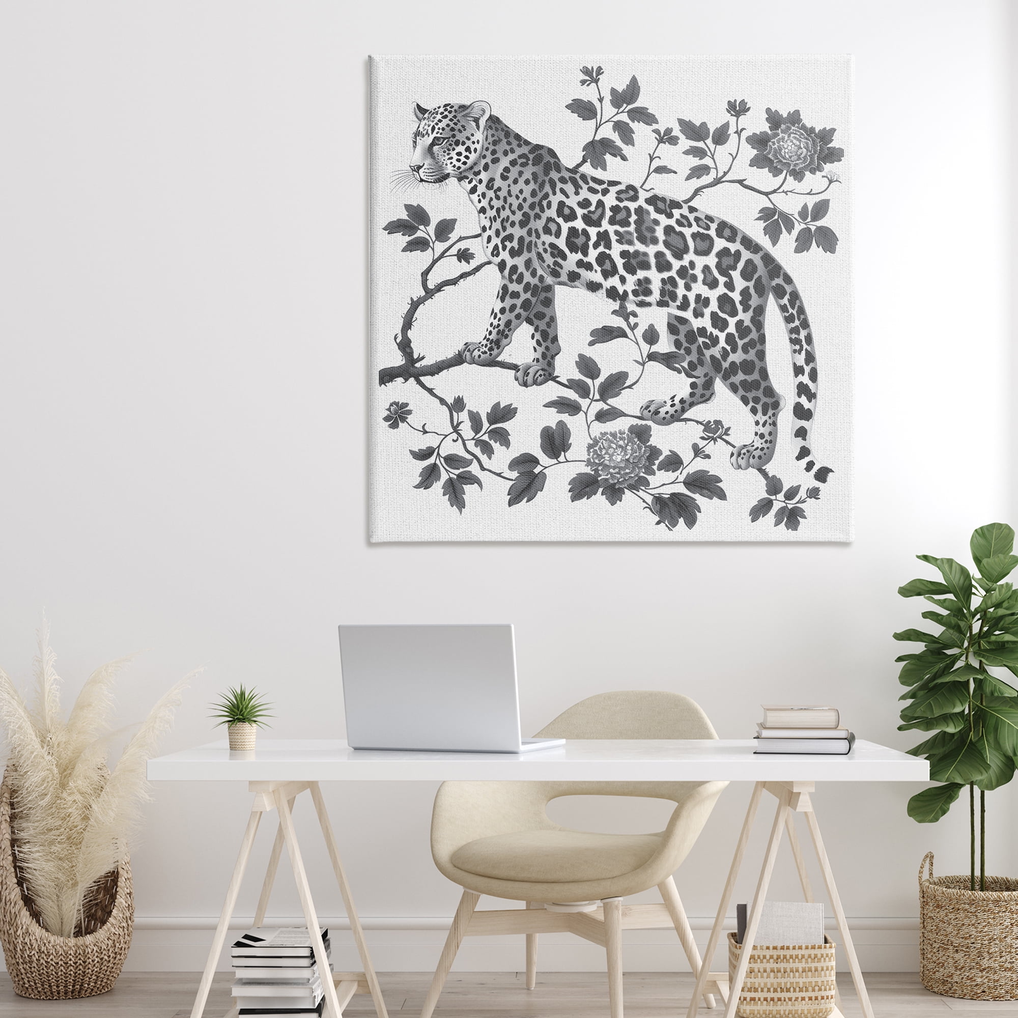 Monochrome Detail Leopard Canvas Wall Art, design by Lettered and Lined