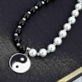 thumbnail image 5 of Goth Yin Yang Pearl Necklace For Men Women Black White Beaded Choker Necklaces Mens Stainless Steel Jewelry, 5 of 5