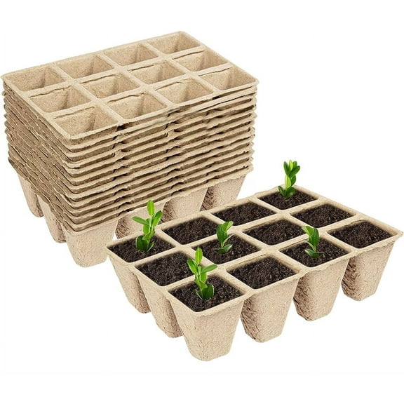 NOGIS 120 Cells Peat Pots Seed Starter Trays, 10 Packs Biodegradable Seedling Pots Germination Trays, Organic Plant Starter Kit