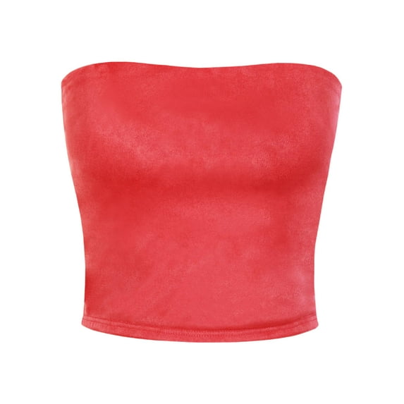 MixMatchy Women's Causal Strapless Double layered Basic Faux Suede Sexy Tube Top