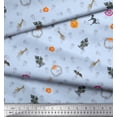 thumbnail image 2 of Soimoi Blue Cotton Voile Fabric Pumpkin & Haunted House Halloween Print Sewing Fabric Yard 56 Inch Wide, 2 of 3