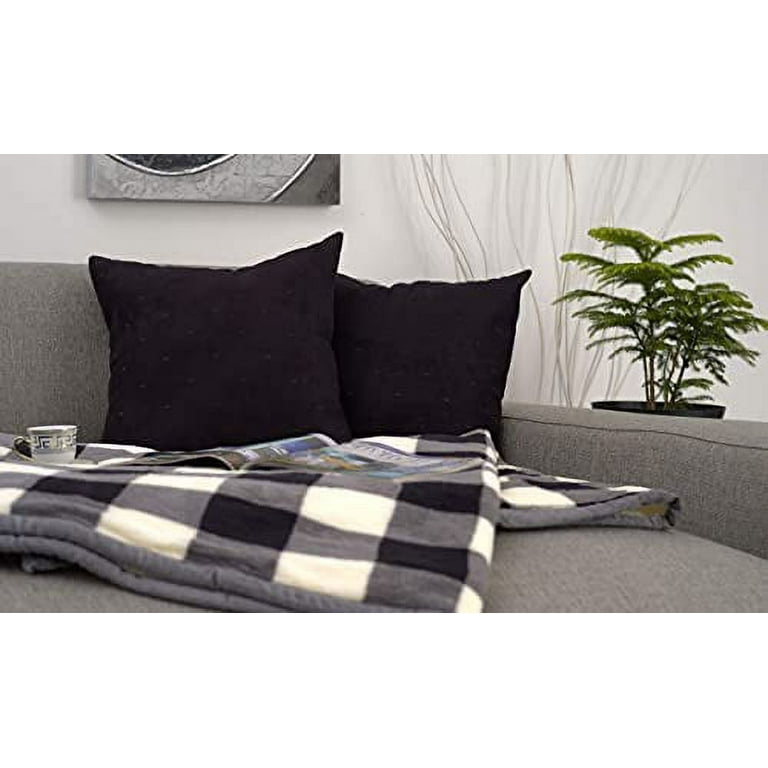 Throw Pillows Black with STUFFING INCLUDED, Set of 2 18x18 Couch