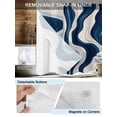 thumbnail image 3 of No Hook Cloth Fabric Shower Curtain with Snap in Liner, Geometric Blue Waterproof Shower Curtains Set with See Through Top Window, Vintage White Stripe Coastal Sea Wave Bath Curtains Shower 72"x84", 3 of 6