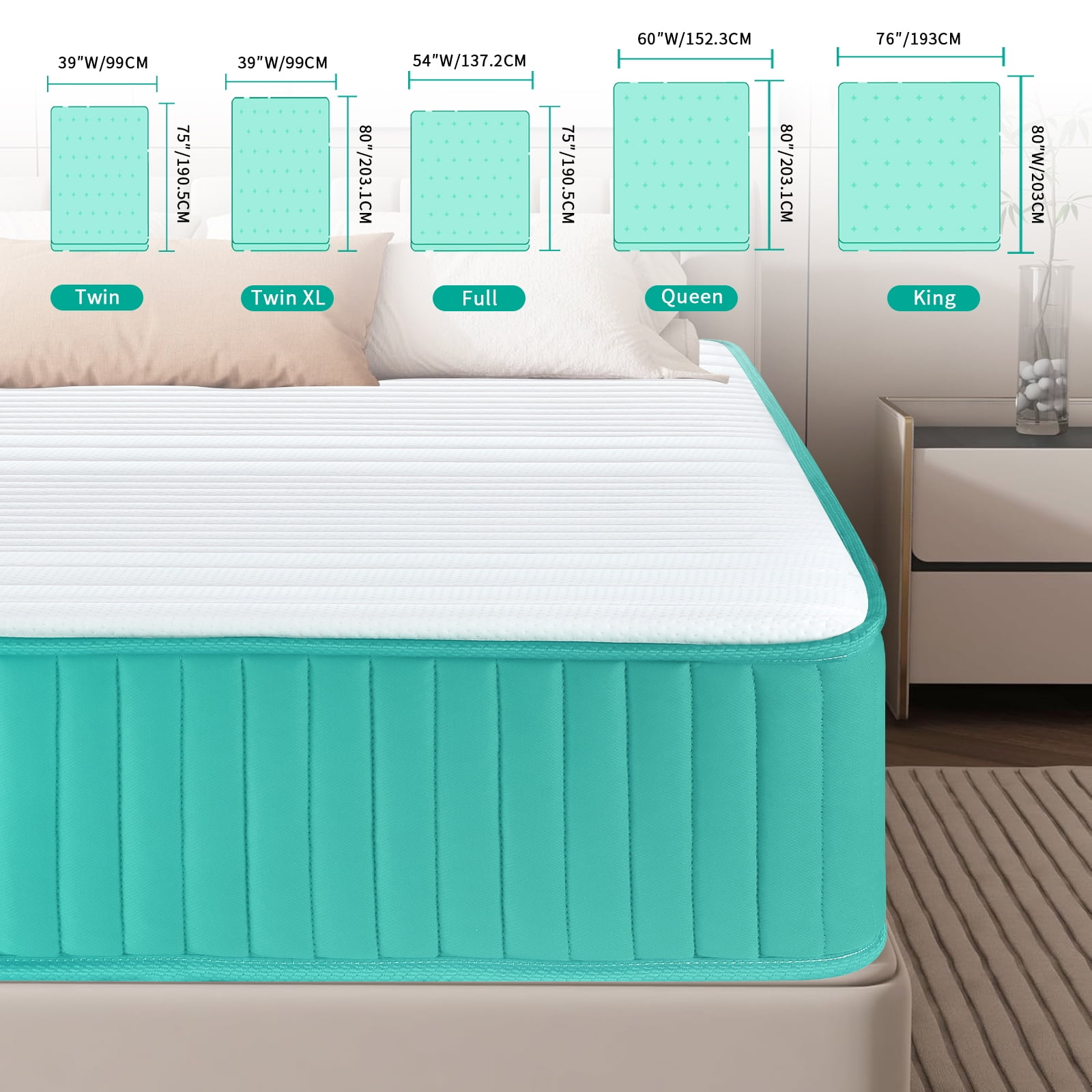 VFD 12 inch Full Size Hybrid Mattress - Medium Firm, Memory Foam & Pocket Springs, Motion Isolation, Edge Support, Pressure Relief, Ships Compressed