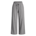 thumbnail image 6 of Nestiefly Wide Leg Linen Pants Womens Summer Loose Beach Pants for Women Vacation Lightweight Straight Leg Trousers with Pockets 2026 Gray L, 6 of 8