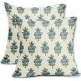 thumbnail image 2 of Sage Green Blue Floral Pillow Covers 18x18 Set of 2 Spring Flower Leaves Print Decorative Throw Pillow Cases Outdoor Farmhouse Decoration for Sofa Couch Bed, 2 of 9