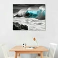 thumbnail image 2 of Nawypu  Beach Canvas Wall-Art - Ocean Painting Wall Art - Teal Wall Decor for Living Room Ready to Hang, 2 of 4