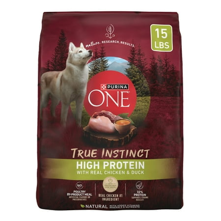 Purina ONE True Instinct Dry Dog Food  High Protein with Real Chicken & Duck  15 lb Bag