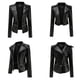 thumbnail image 2 of Chaquetas para mujer Slim Leather Stand Collar Zip Motocicleta Traje Cinturón Abrigo Chaqueta Tops Odeerbi ODB-3, 2 of 9