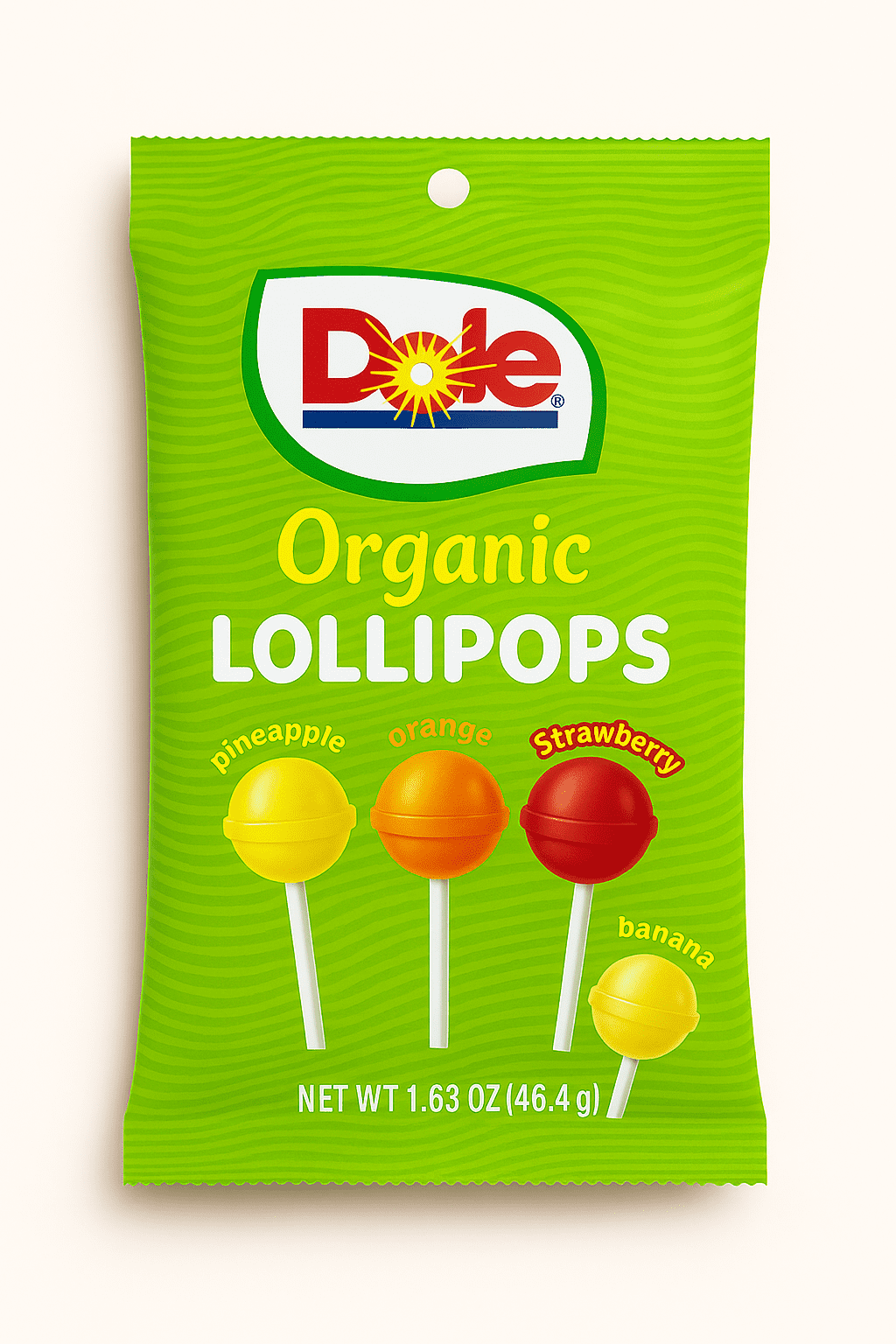 Dole Organic Fruit Lollipops Variety Pack – Pineapple, Orange, Strawberry & Banana Flavors, 1.63 oz Bag, USDA Certified Organic, Gluten-Free, Allergen-Free Candy Treats
