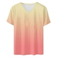 thumbnail image 4 of Delliss Womens Plus Size V Neck Gradient Loose Fit T Shirts Summer Short Sleeve Tops Soft Basic T-Shirts, 4 of 5