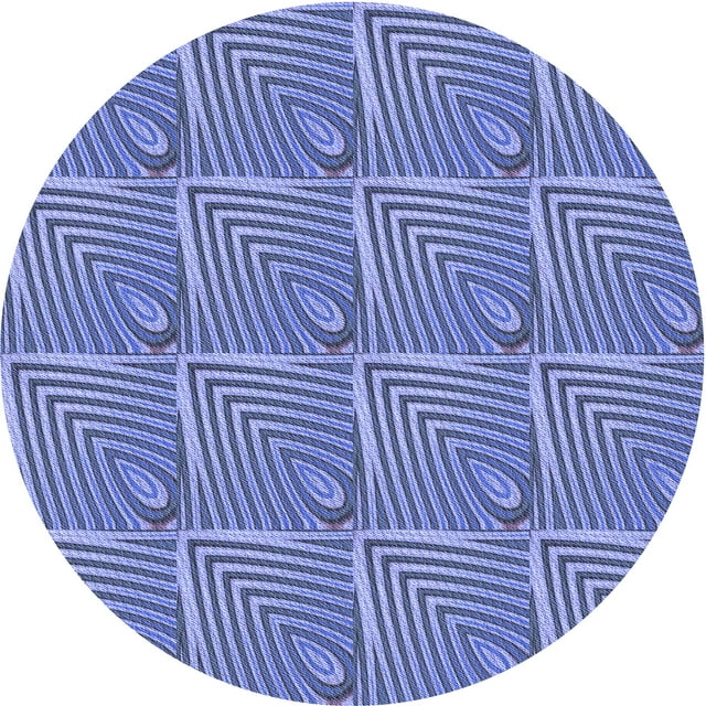 Ahgly Tapis Rond Lavable en Machine Intérieur Transitionnel Bleu Denim, 3 Pieds Rond