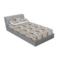 thumbnail image 2 of Tiger Fitted Sheet & Pillow Sham Set, Tiger Jumping Wild Life Animal Africa Savannah Floral Ornament Artwork, Decorative Printed 2 Piece Bedding Decor, Twin, Grey and Pale Orange, by Ambesonne, 2 of 2