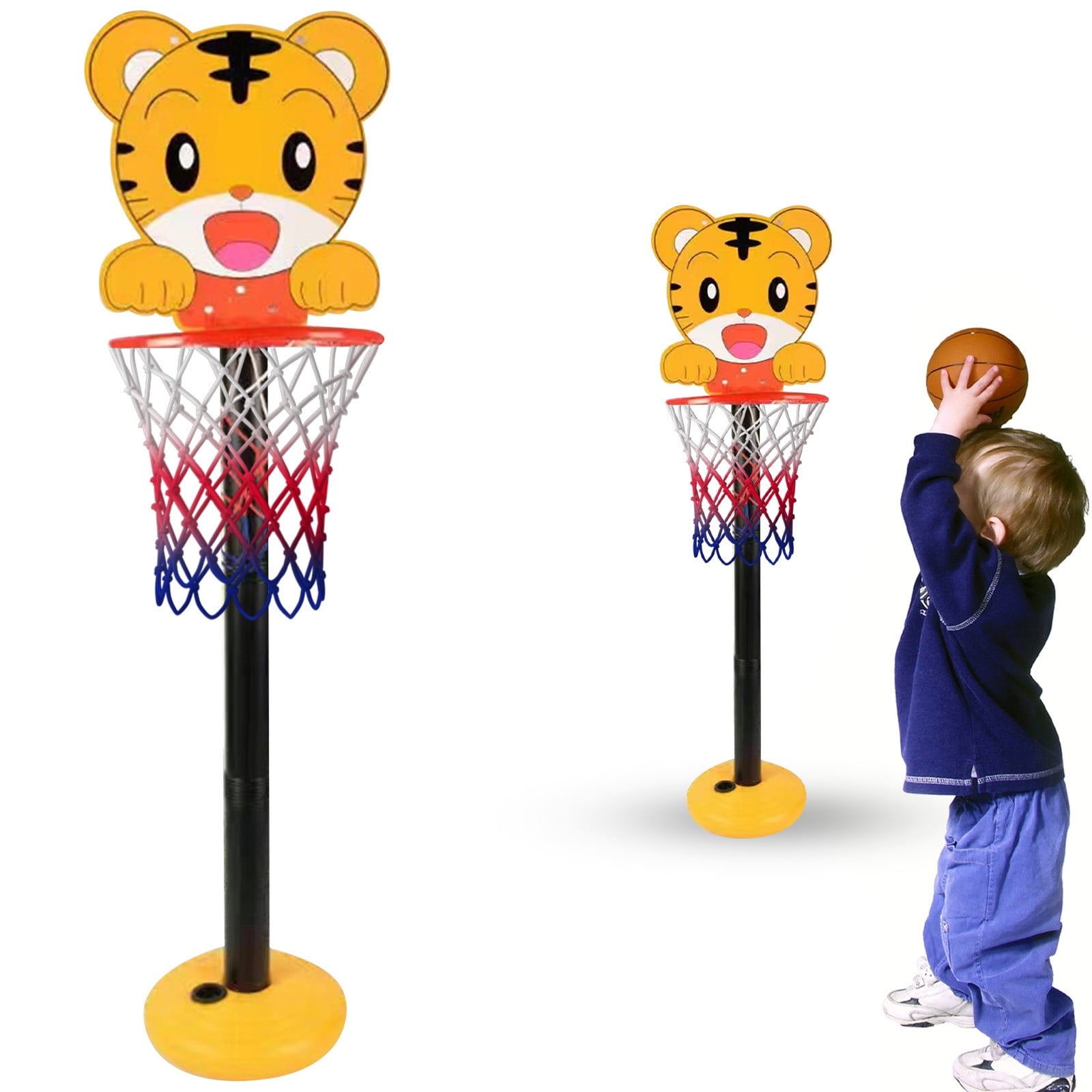 Adjustable Height Standing Basketball Hoop for Indoor and Outdoor Play - Kids Basketball Stand with Hanging Backboard & Sports Shooting Frame Toy for 𝗕𝗼𝘆𝘀 𝗮𝗻𝗱 𝗚𝗶𝗿𝗹𝘀