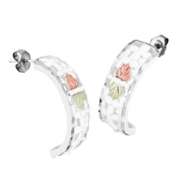 Black Hills Gold Hoop Earrings with White Powder Coat - 0.35 x 1 in.