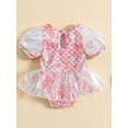 thumbnail image 3 of Spewahor Kids Girl Mermaid Swimsuits Summer Fish Scale Print Puff Sleeves Jumpsuit Dress Swimwear Beachwear Bathing Suits, 3 of 9