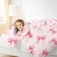 thumbnail image 3 of Erosebridal Kawaii Bow Girl Queen Comforter Set, Cartoon Ribbon Bedding Comforter Set, Pink Reversible, 3-Piece, 3 of 6